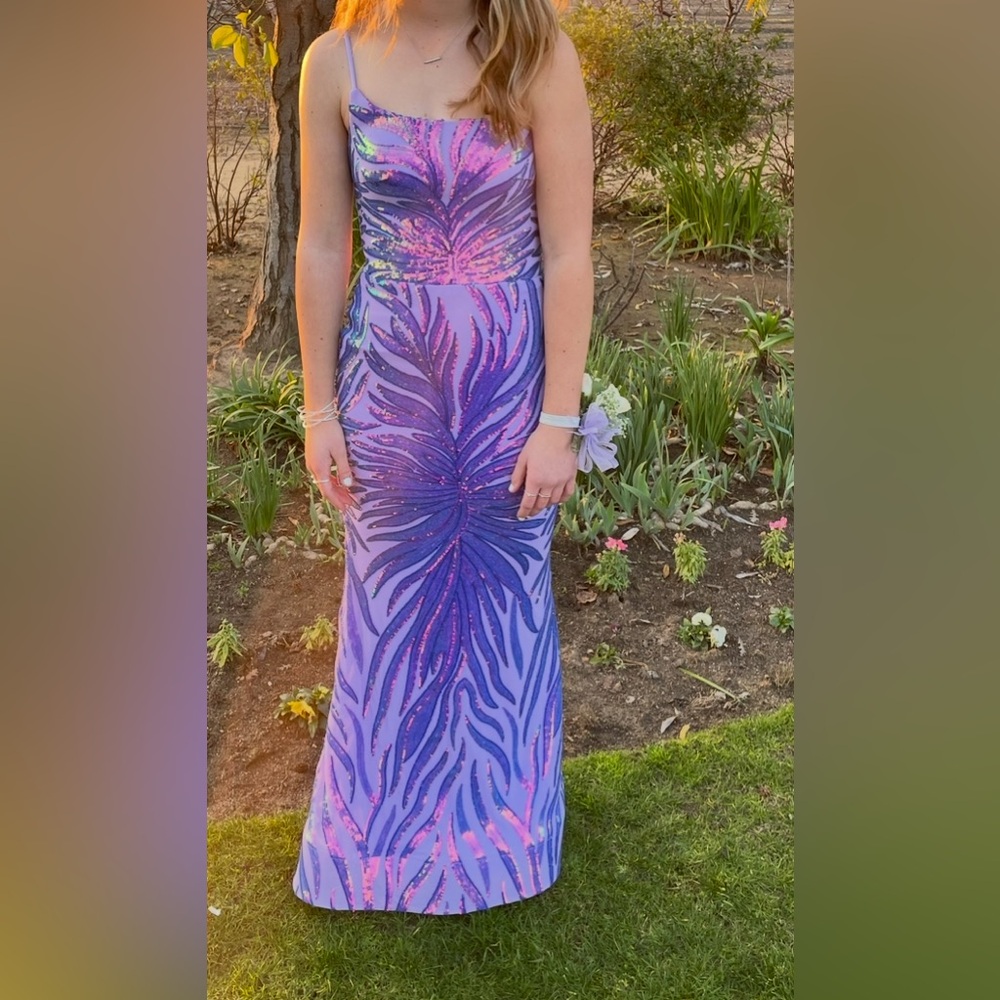 Purple and Pink Sequin Gown